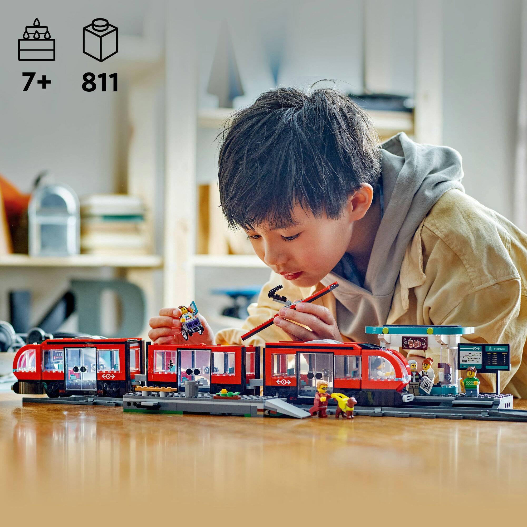 LEGO® City Downtown Streetcar and Station Toy Set 60423